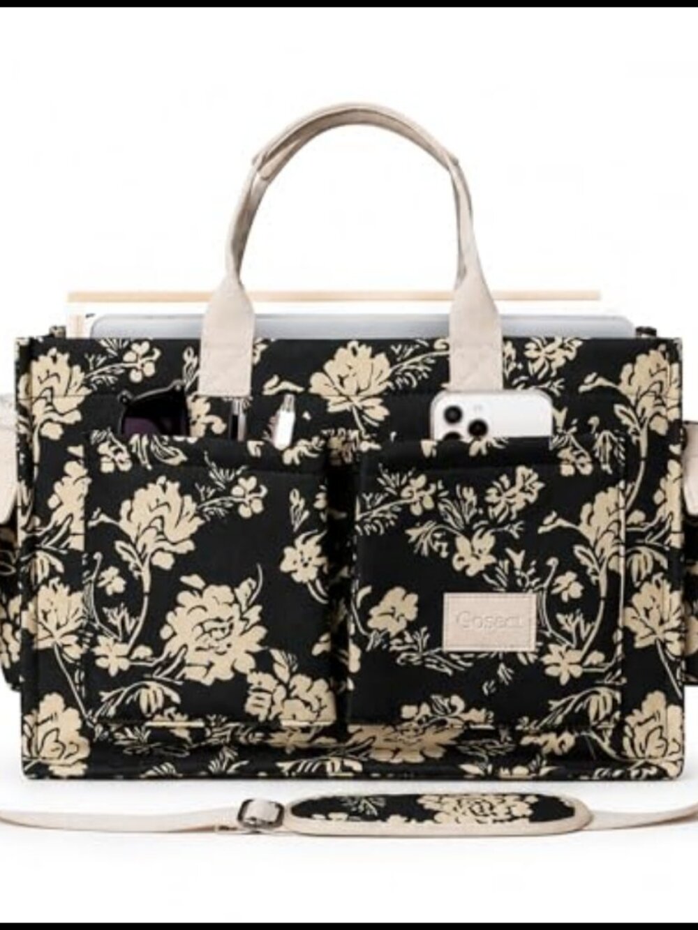 Canvas Multi-Pocket Tote Bag Convertible Laptop Work Shoulder Bag Travel Nurse